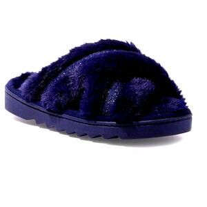 Dearfoams Astrid Crossband Slides Peacoat size M (7/8)